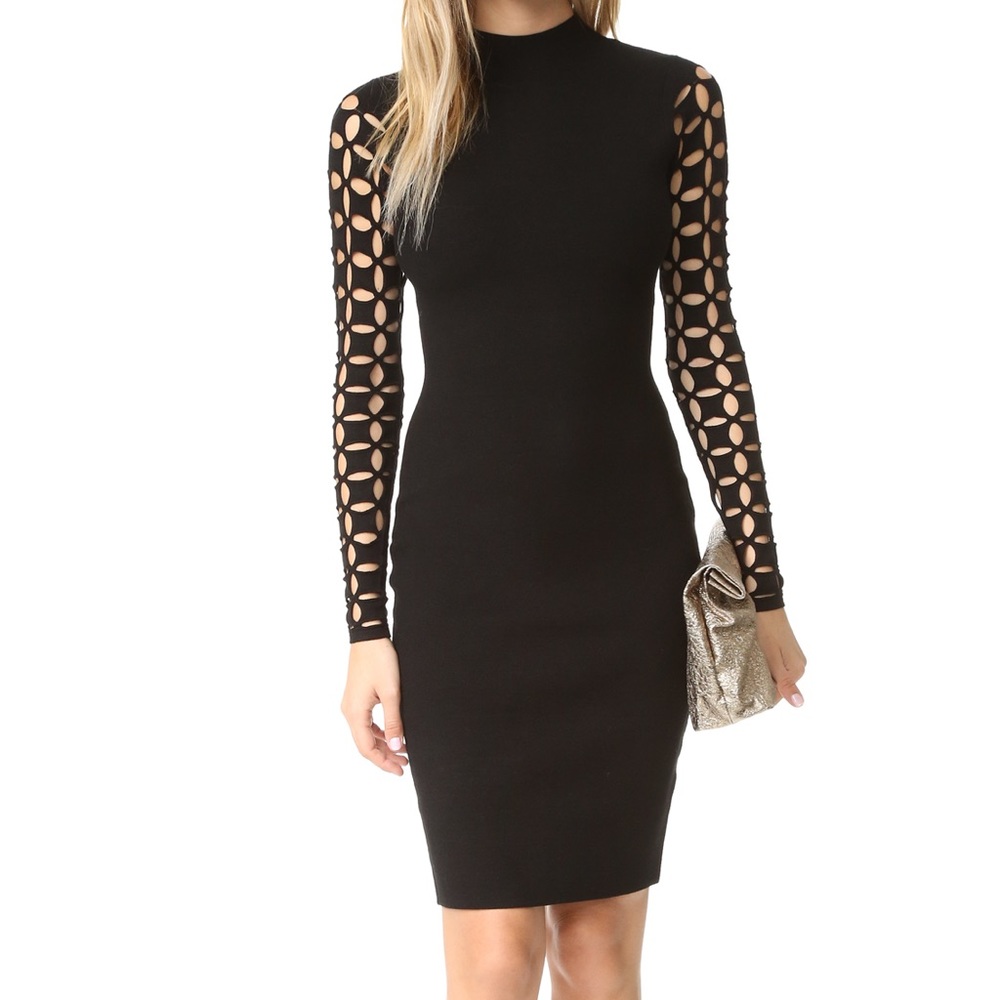 Milly Lattice Sleeve Knit Dress Size M
